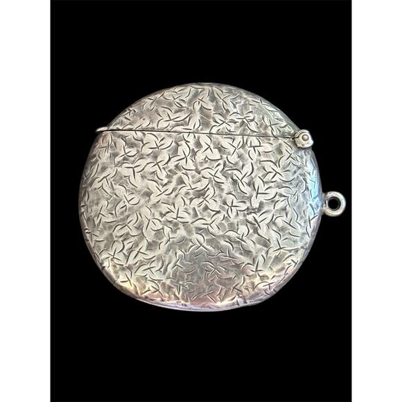 Ant Edwardian Sterling Silver Engraved Circular Vesta Match Case 1903 20.09g 925 - Picture 2 of 11